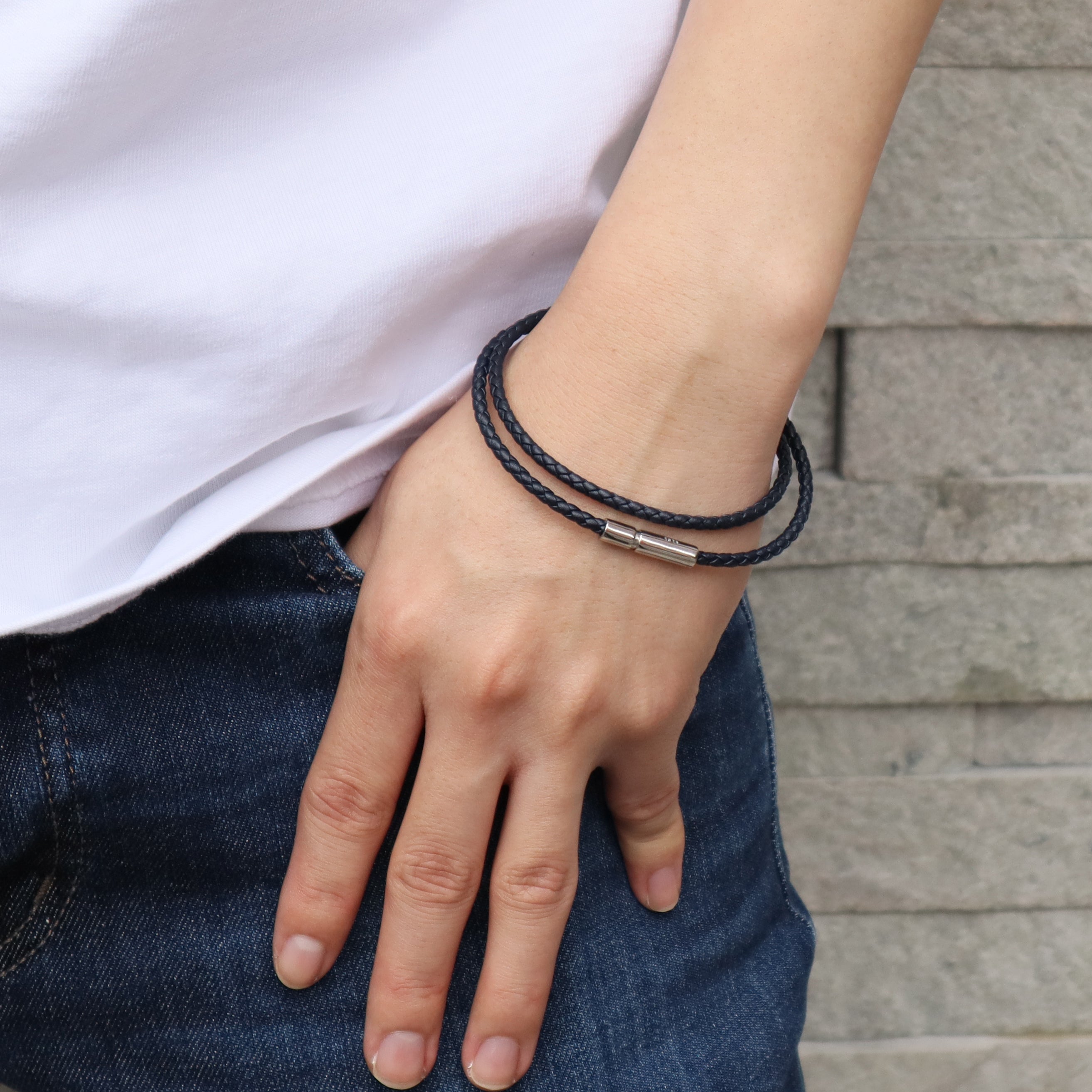 ジャンニ ダブルツアーブレスレット(ネイビーブルー)